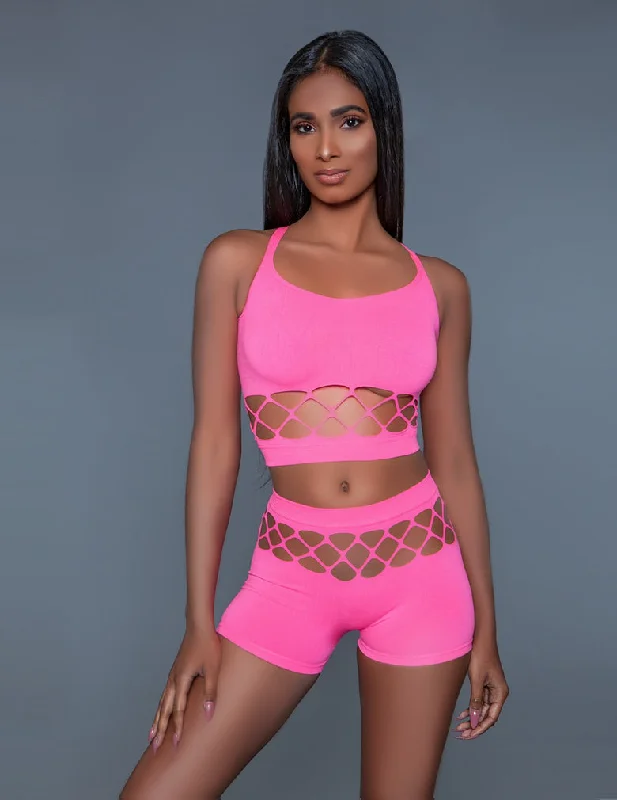 Designer Lingerie Sets for Women Be Wicked 2011 Neon Pink Palmer Set
