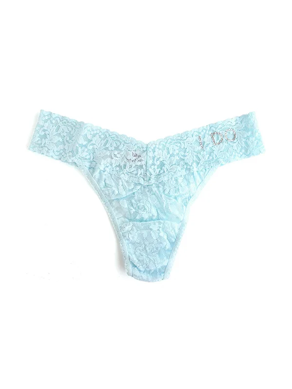 anti - static women thongs for reducing static clingI Do Crystal Signature Lace Original Rise Thong Celeste Blue