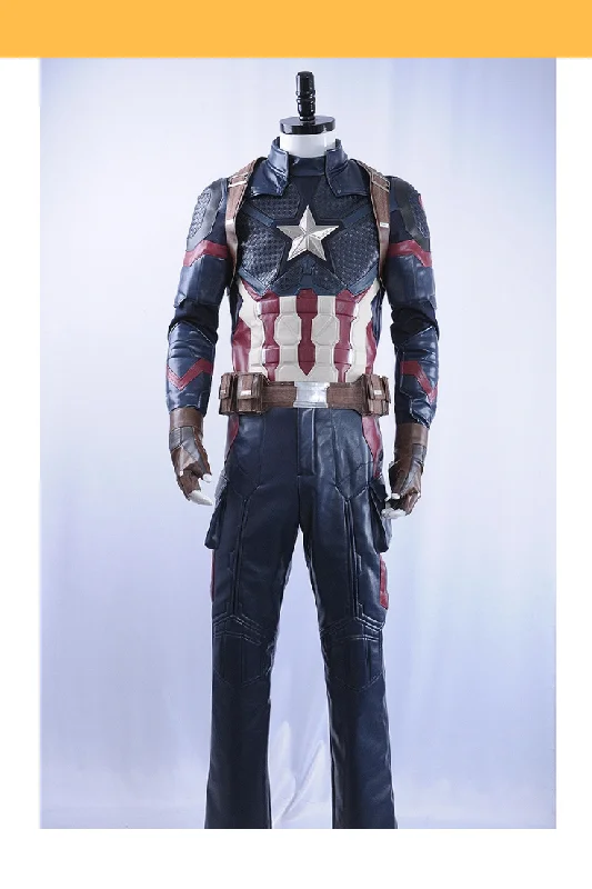 women plus - size cosplay costumes comfortCaptain America Metallic Navy PU Leather Cosplay Costume