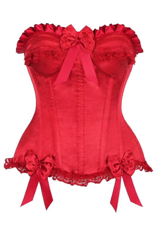 handcrafted women bustiers and corsetsTop Drawer Dark Red Satin Steel Boned Burlesque Corset