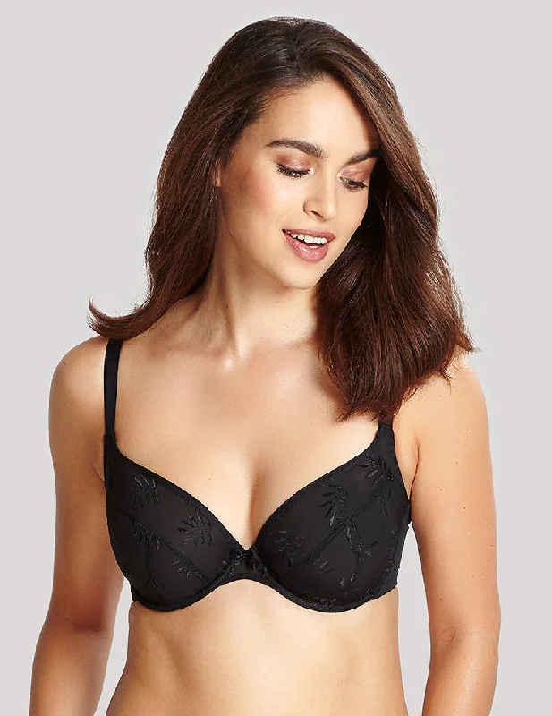 Women's Satin Sleepwear Lingerie Panache Tango Plunge 3256 Black Plunge Bra