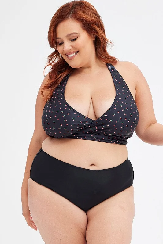 underwire women bikini briefs for added supportBlack Underwired Wrap Bikini Top And Bottom Set