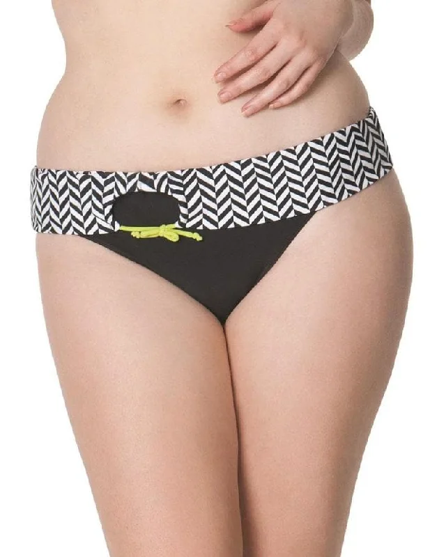 seamless maternity women briefs for a growing bellyCurvy Kate Hypnotic CS3625 Monochrome/Olive Fold Over Brief