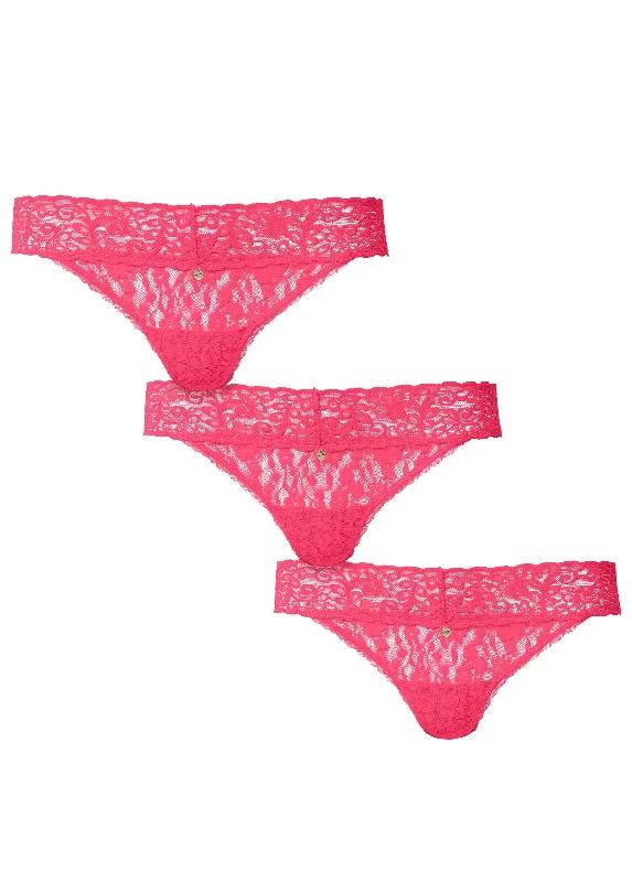 plus - size women thongs with wide - set straps for comfortPearl By VENUS® Allover Lace Thong 3 Pack - Sweet Sangria