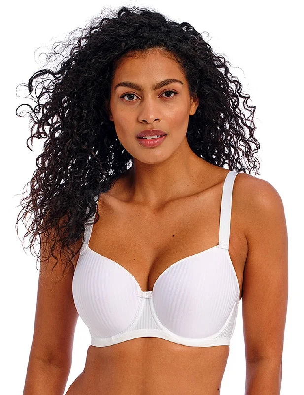 Women's Satin Sleepwear Lingerie Freya Idol AA1050 White Underwire Molded Balconette Bra