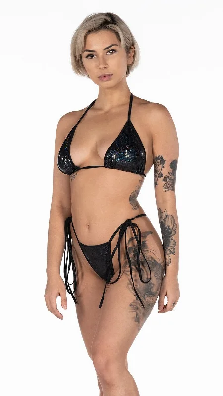 low rise women bikini briefs for a sexy lookX9 Bikini: Black Hologram (Scrunch)
