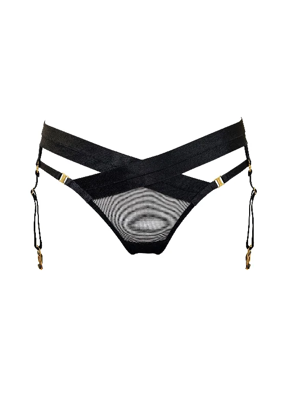 moisture - wicking women briefs for sweaty daysSignature Panelled Suspender Brief Black
