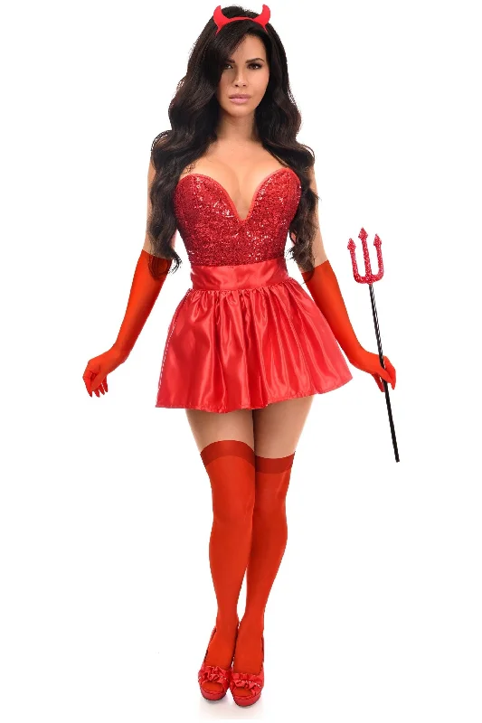 low - cut women bustiers and corsetsTop Drawer 5 PC Premium Devil Corset Costume