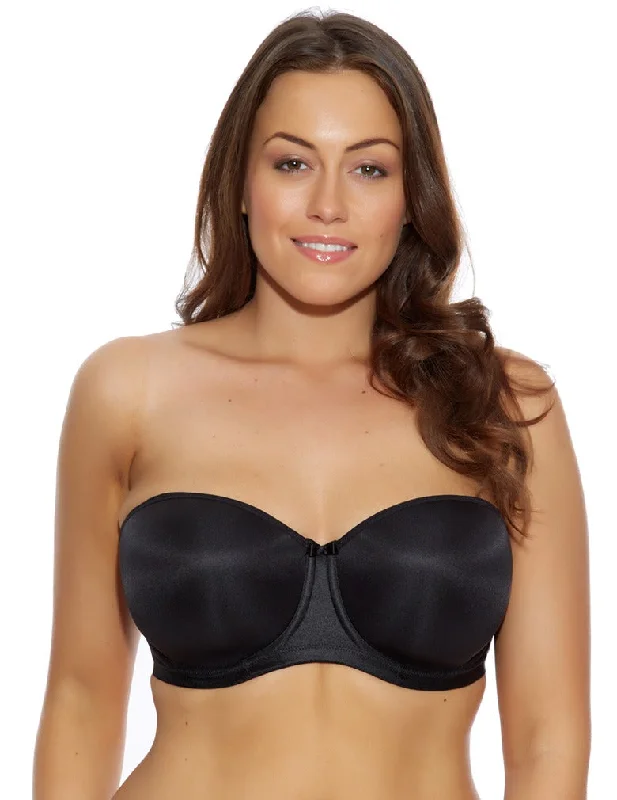 Comfortable Cotton Lingerie for Women ELOMI SMOOTHING EL1230 BLACK UNDERWIRED MOLDED STRAPLESS BRA