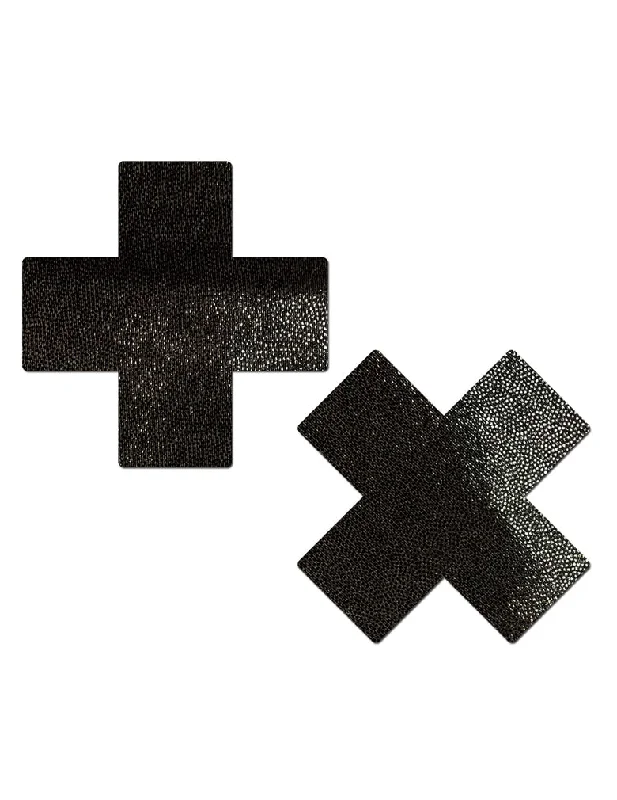 Women's Silk Lingerie Sets Pastease PLS-LQ  Liquid Black Cross Nipple Covers