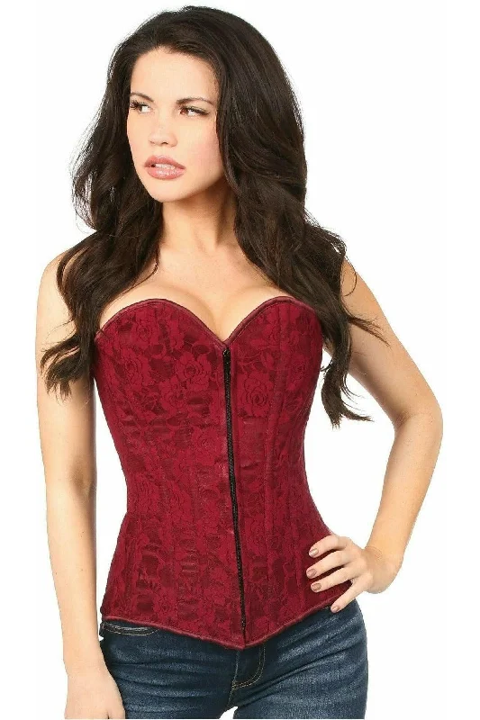 cheap women bustiers and corsets onlineLavish Wine Lace Overbust Corset w/Zipper