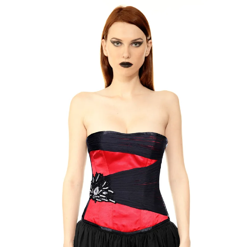 plus size women bustiers and corsetsAUTHENTIC STEEL BONED RED SATIN OVER BUST CORSET