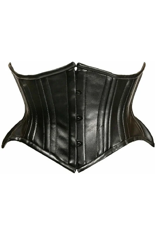 modern women bustiers and corsets trendsTop Drawer Black Faux Leather Double Steel Boned Curvy Cut Waist Cincher