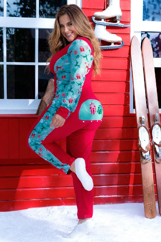 Vintage Inspired Lingerie for Women Plus Size Christmas Cutie Onesie