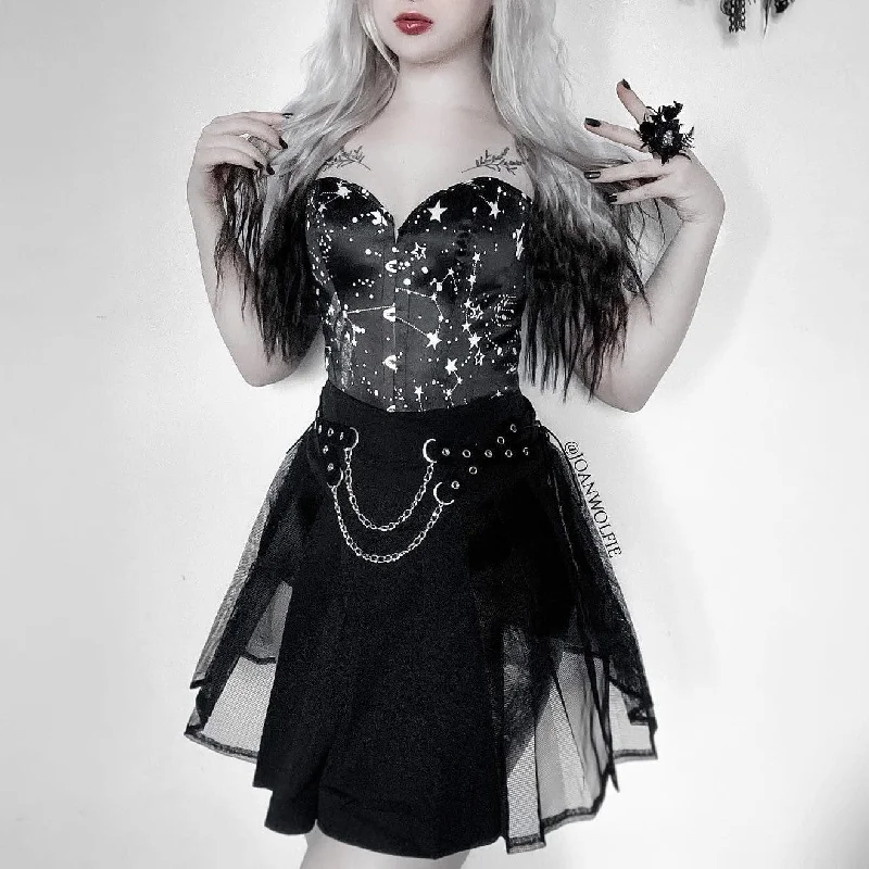 clubbing women bustiers and corsetsWomen's Grunge Strappy Star Printed Overbust Corset