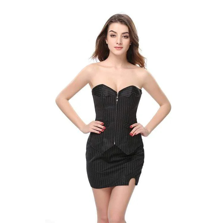 workout women bustiers and corsets supportWomen's Gothic Ribbed Front Zip Overbust Corsets