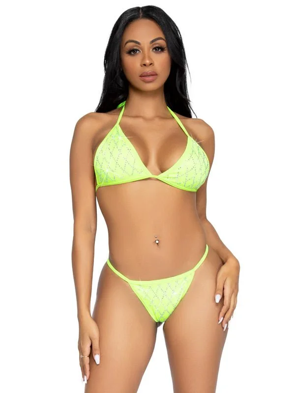 antibacterial women bikini briefs for hygieneRhinestone Scrunch Back Bikini Set Green