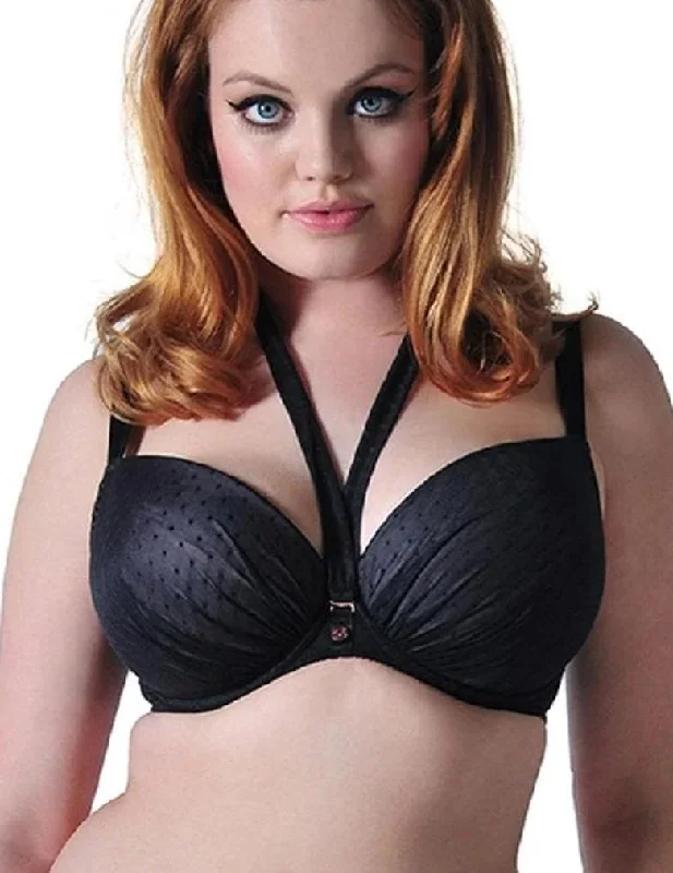 Women's Maternity Lingerie Scantilly All Wrapped Up ST2201 Black Crystal Underwire  Foam Lined Plunge Bra