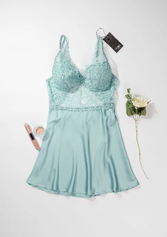 Plus Size Lace Lingerie for Women Satin Padded Cup Babydoll