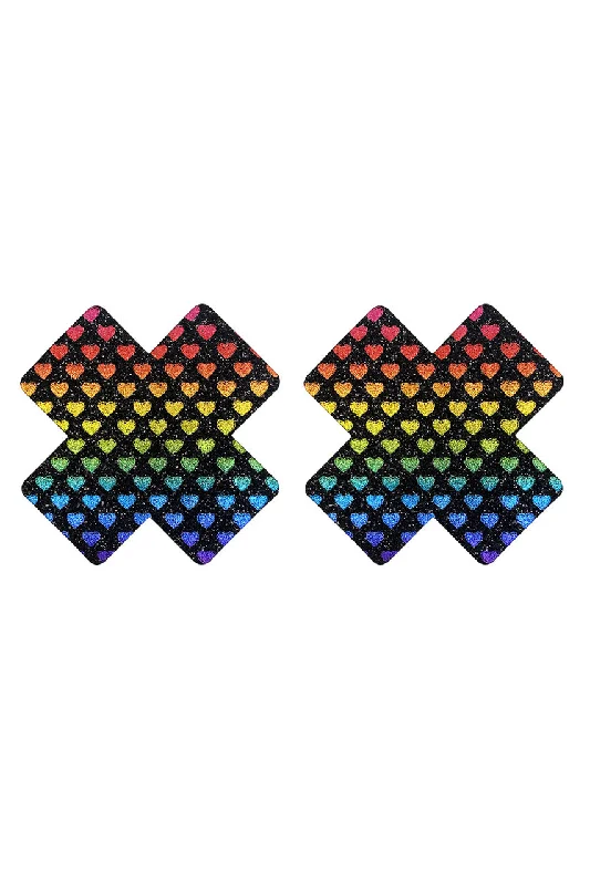 Women's Corset Style Lingerie Rainbow Hearts X Pasties
