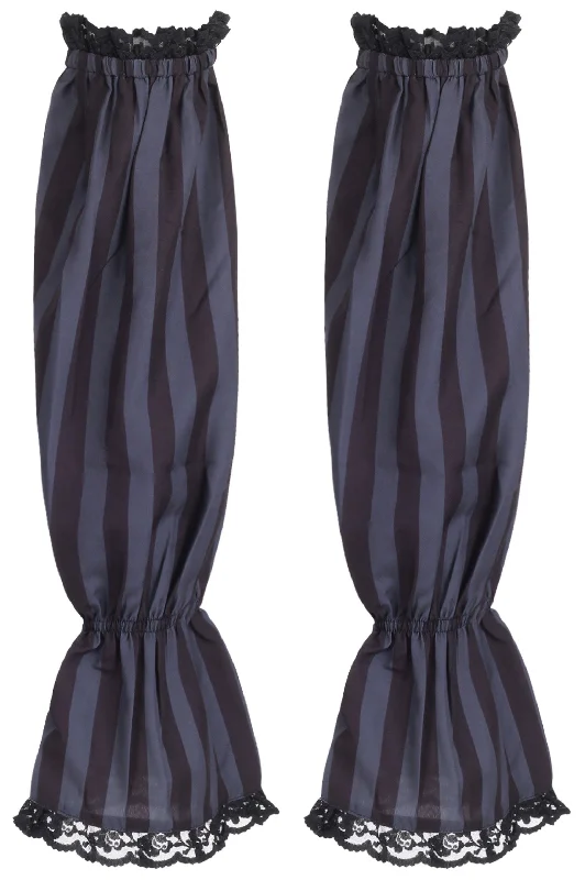 stretchy women bustiers and corsetsBlack/Dark Grey Striped Smocked Sleeves