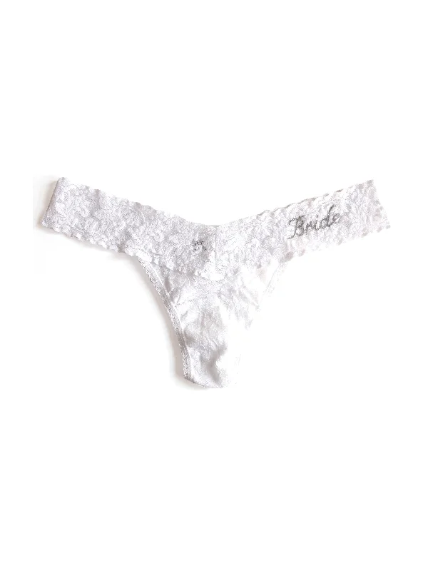 thong - style swimwear for women at the beachBride Crystal Signature Lace Low Rise Thong White