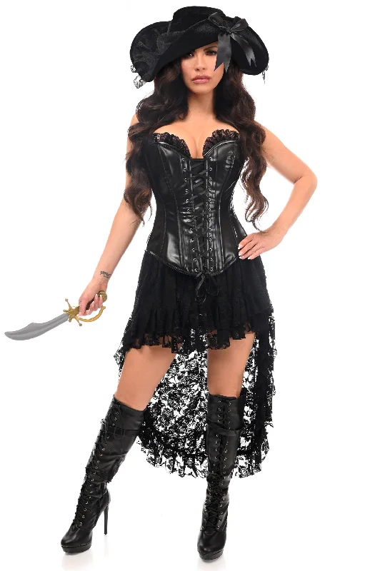 statement women bustiers and corsetsTop Drawer 4 PC Black Lace Premium Pirate Corset Costume