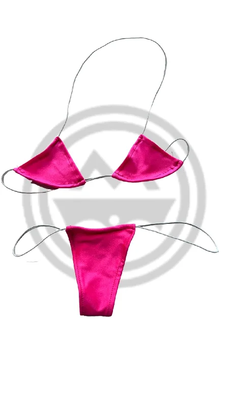 coordinating women bikini briefs with beach cover - upsMicro Nudie Bikini Neon Pink
