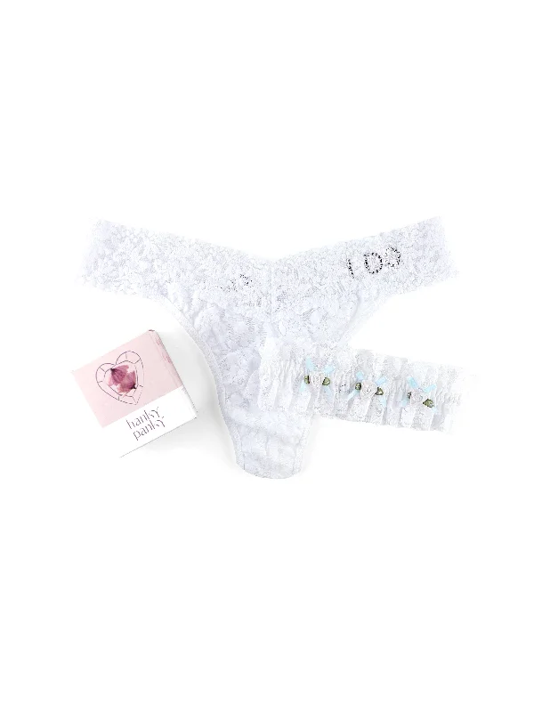 beaded women thongs for a glamorous and eye - catching lookI Do Original Rise Thong & Garter Box Set