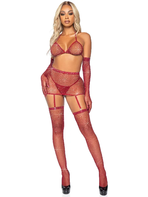 full coverage women bikini briefs for more modesty5 Pc Rhinestone Bikini, G-String, Garter, Gloves & Stockings Burgundy