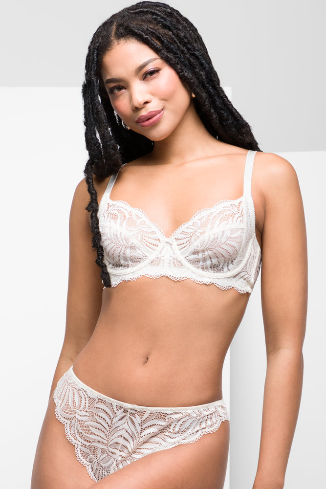wireless women thongs for a comfortable and wire - free experience3 Pack Lace Thongs Natural