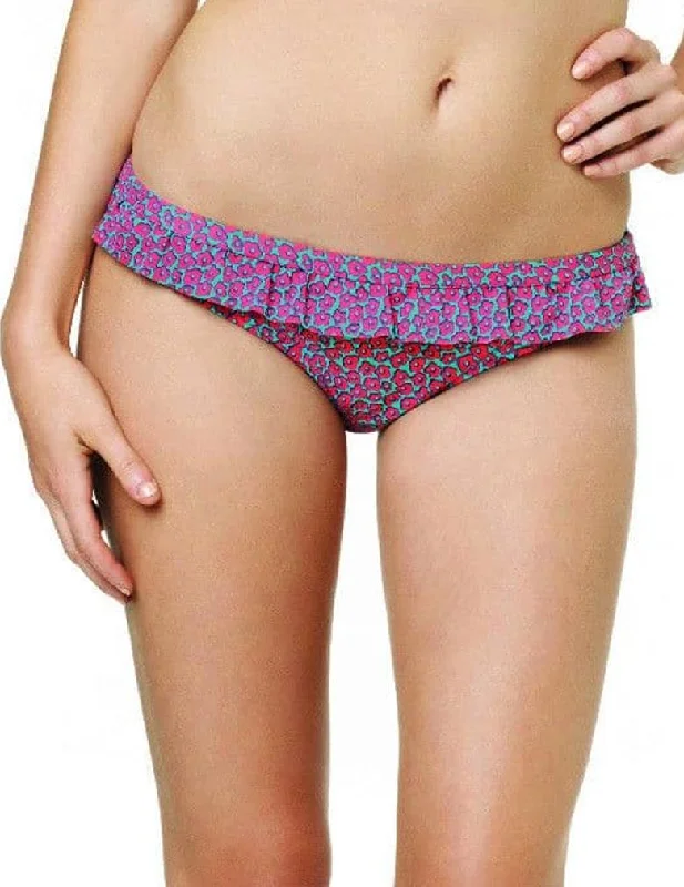 plus size friendly brand women bikini briefsCleo Swimwear Hattie CW0049 Floral Print Frill Bikini Bottom