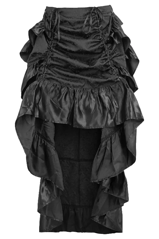 low - cut women bustiers and corsetsBlack Brocade Adjustable High Low Bustle Skirt