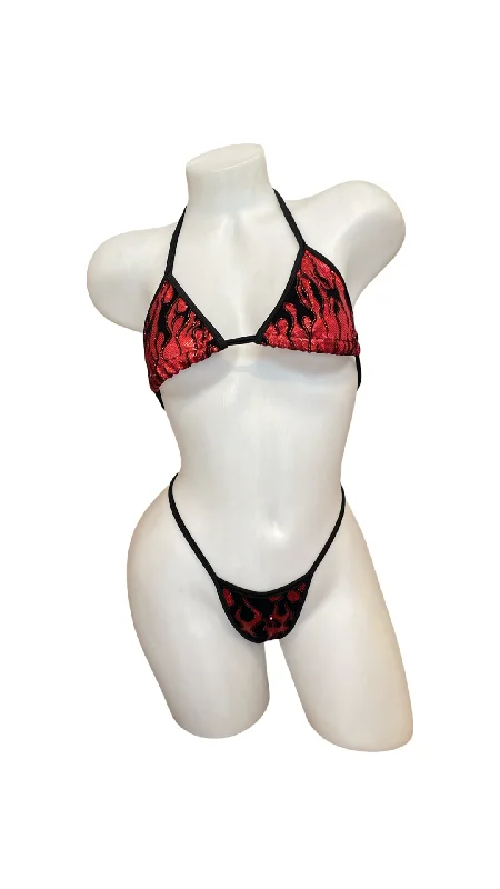 padded women bikini briefs for extra comfortFlames Bikini Set Red