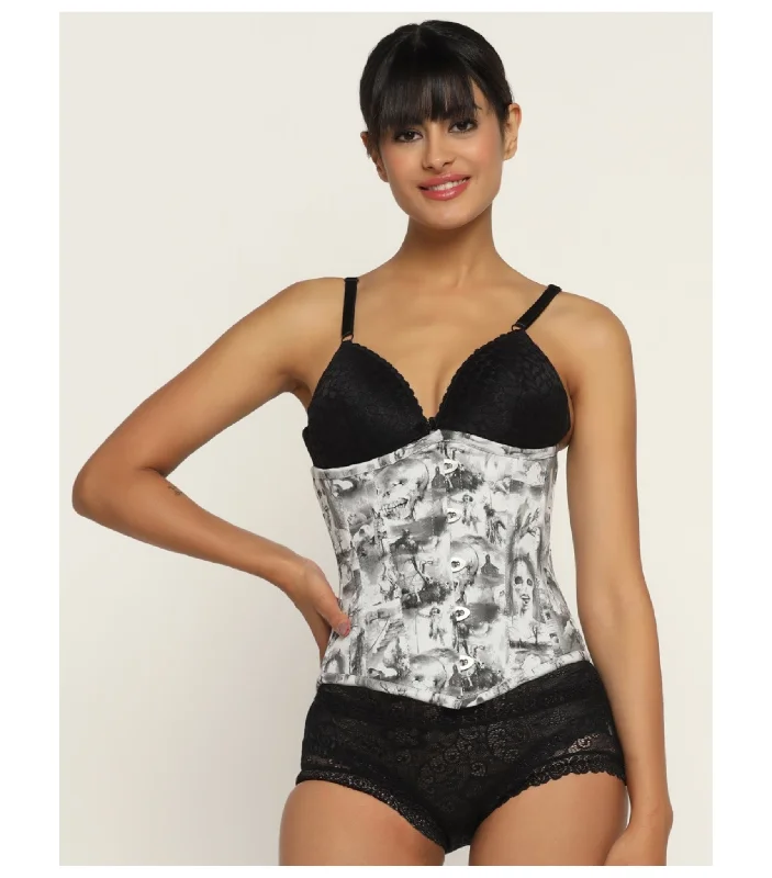overbust women bustiers and corsetsQuatrefoil printed waist reducing  underbust corset