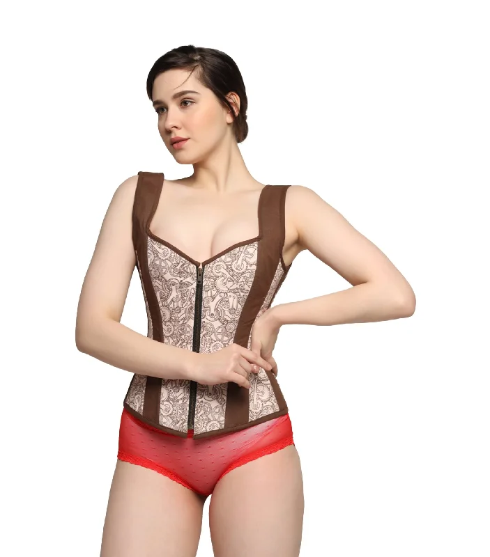 plus size women bustiers and corsetsGear printed Stempunk Overbust Corset