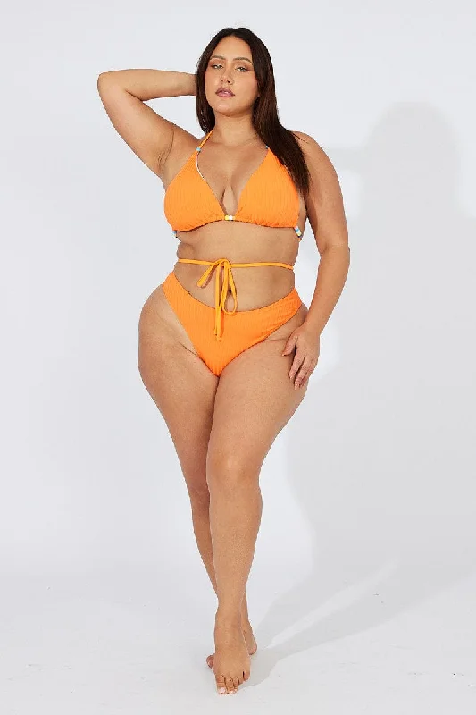 moisture wicking women bikini briefs for drynessOrange Beads Detail Bikini Set