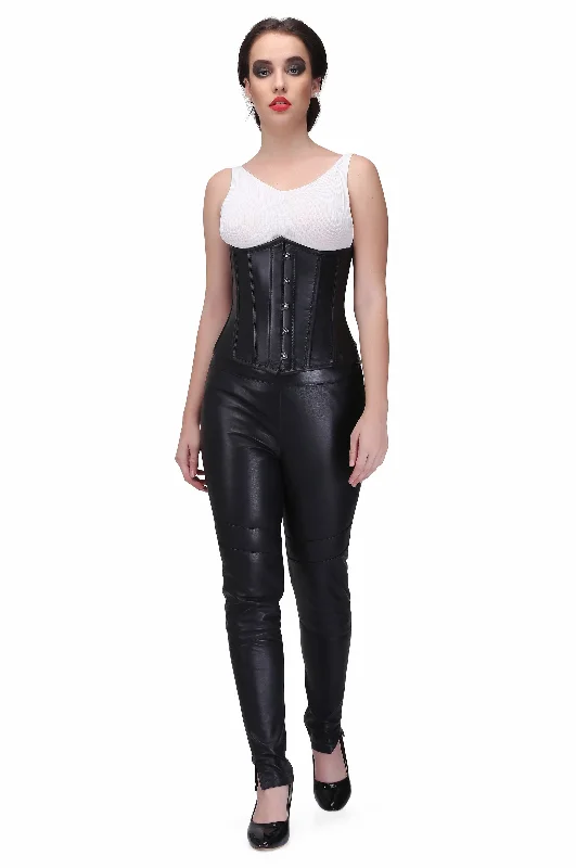 machine made women bustiers and corsetsGenuine sheep nappa leather Steel Boned Waist Reducing Underbust Corset