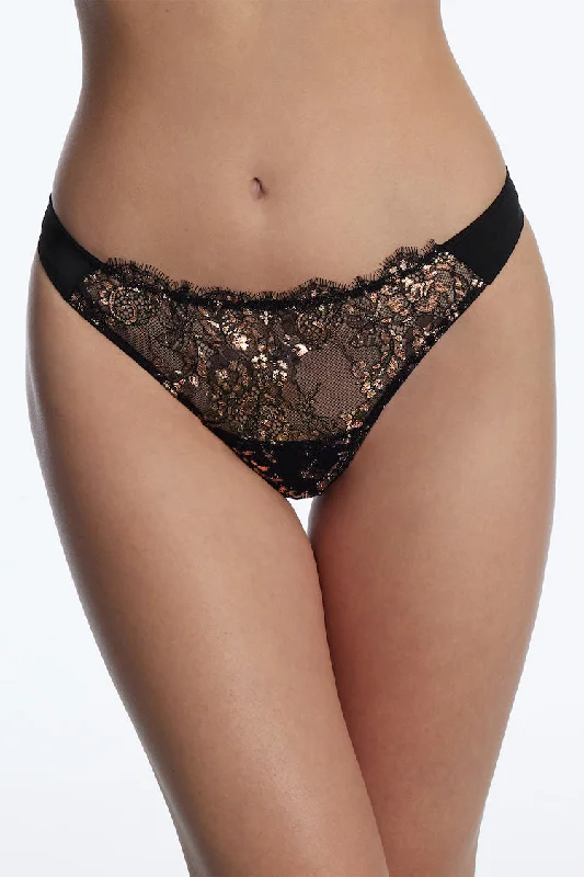 seamless quick - drying women thongs for water - based activitiesEntice Thong - Black & Rose Gold