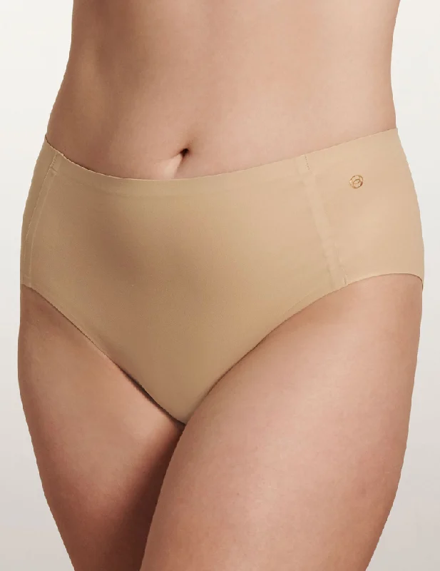 solid color women bikini briefs in pastel shadesEvelyn & Bobbie High-Waisted Retro Bikini EB1704 Sand