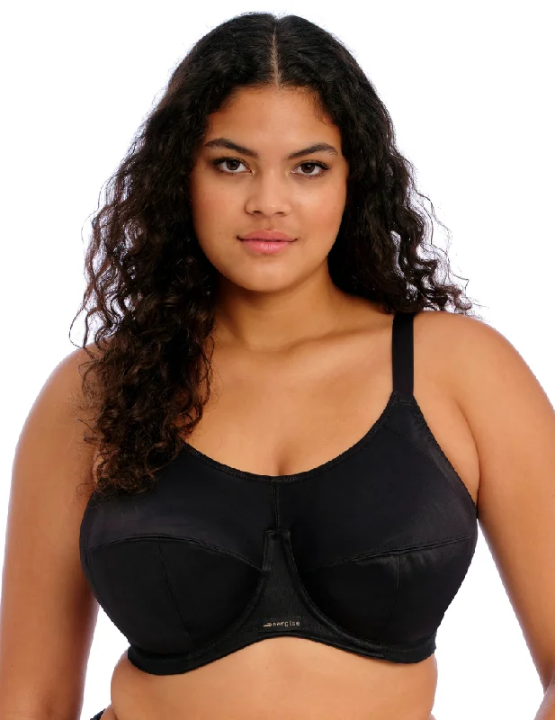 Elegant French Lace Lingerie for Women Elomi Energise EL8041 Black Underwire Sports J-Hook Bra