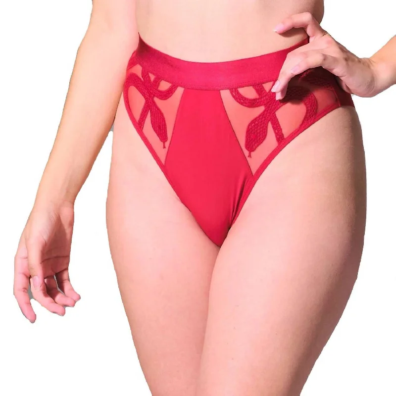 chlorine resistant women bikini briefs for pool useMedusa High Waisted Bikini In Crimson