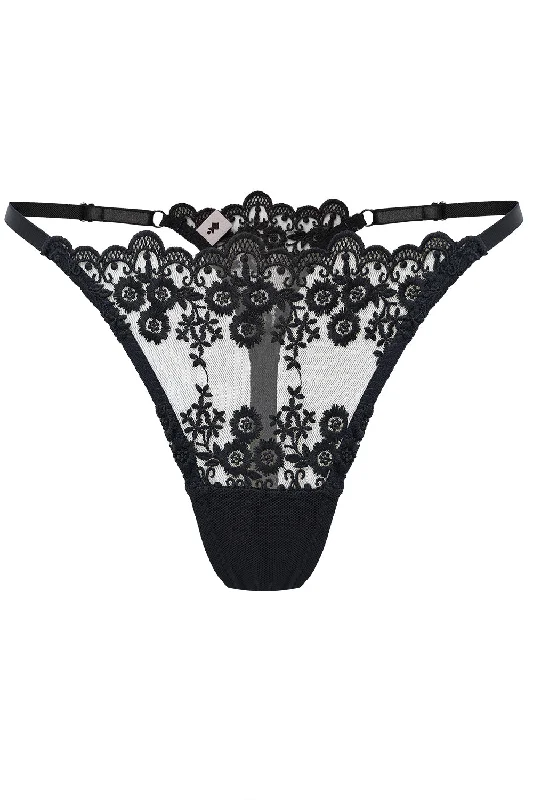 quick - drying women thongs for water sports enthusiastsDina black thongs