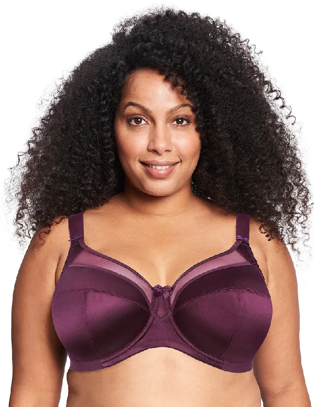 Plus Size Lace Lingerie for Women Goddess Keira GD6090 Damson UW Full Coverage Bra