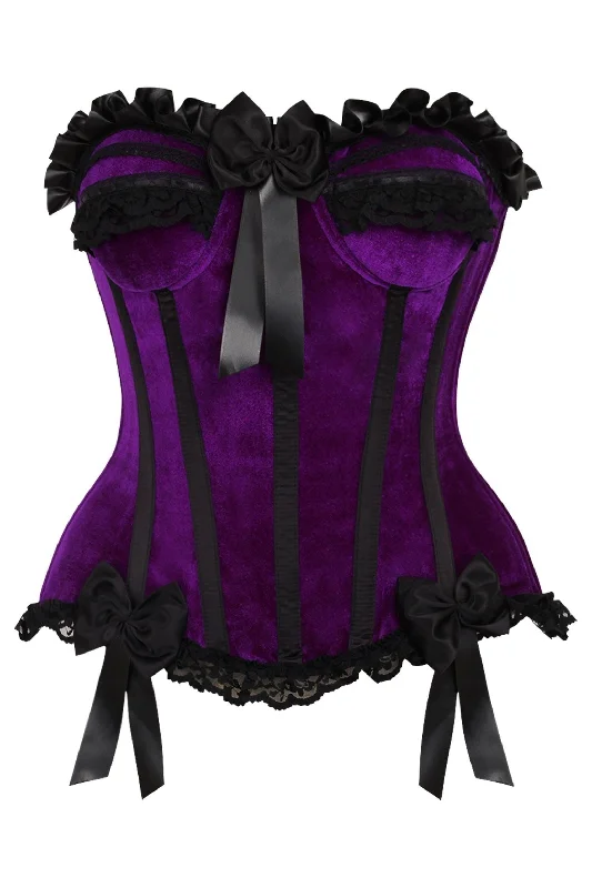 clubbing women bustiers and corsetsTop Drawer Purple Velvet Steel Boned Burlesque Corset
