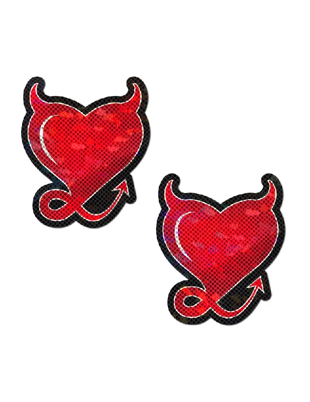 Women's Tummy Control Lingerie Pastease DHRT Red Glitter Hearts with Devil Nipple Covers