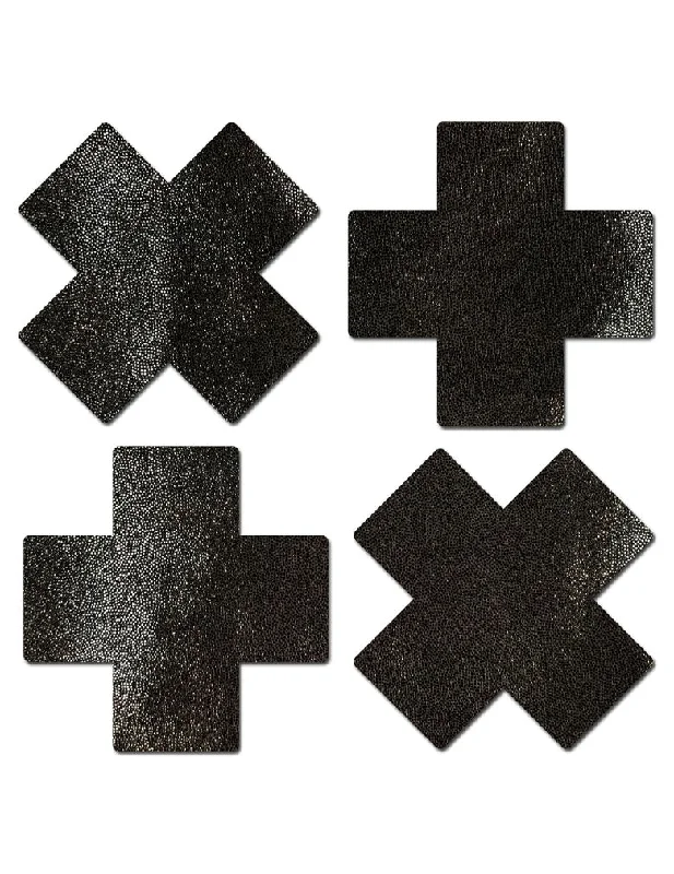 Elegant French Lace Lingerie for Women Pastease PET-PLS-LQ Petite 2 Pair Liquid Black Cross Nipple Covers