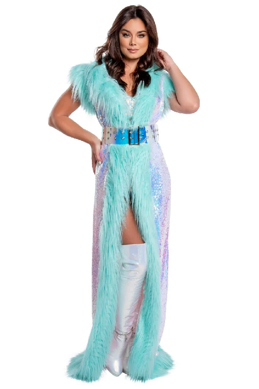 Elegant French Lace Lingerie for Women Holographic Sequin Mesh Duster
