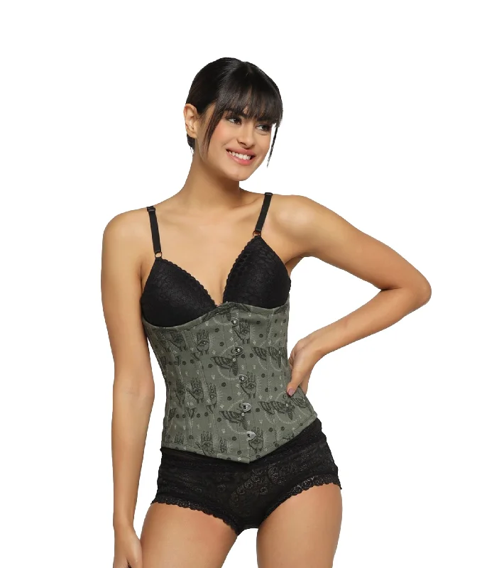 breathable women bustiers and corsets materialsBees printed waist reducing  underbust corset