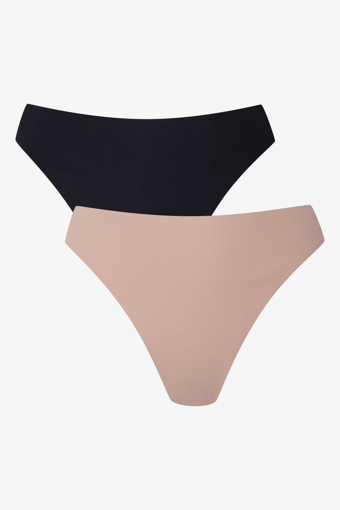 quick - drying women thongs for water sports enthusiasts2 Pack Thongs Black & Natural